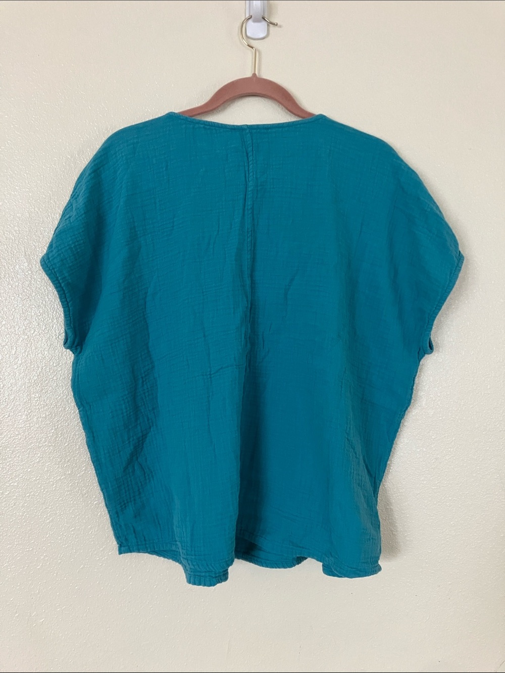 Coldwater Creek Muslin Cotton Blue Boxy Top, 1X - Picture 6 of 6